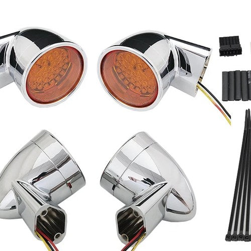 Chrome Revox Bullet LED Turn Signal Lamp Kit for Harley-Davidson