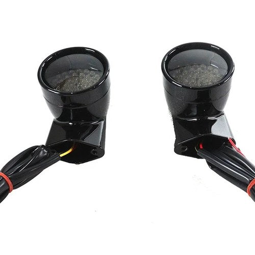 Black Revox Bullet LED Front Turn Signal Set for Harley-Davidson