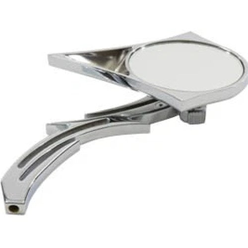 Chrome Spike Oval Mirror with Billet Skull Stem for Harley-Davidson