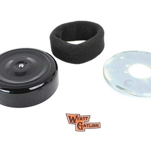 Wyatt Gatling 7 inch Round Air Cleaner Kit with Black Cover for Harley-Davidson