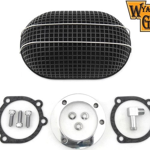 Wyatt Gatling Black Oval Mesh Air Cleaner for Harley-Davidson