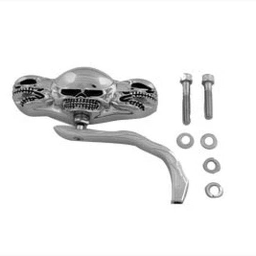 3 Skull Mirror with Billet Worm Stem for Harley-Davidson