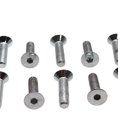 Allen Flat Head Screws Chrome 1/4 inch x 1 inch for Harley-Davidson