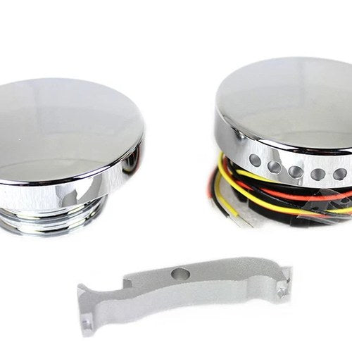 Chrome LED Smooth Style Fuel Gauge and Filler Cap Set for Harley-Davidson