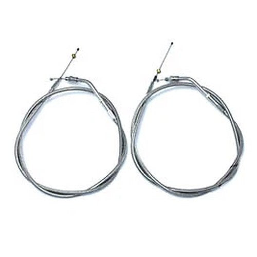 V-Twin 36-0830 Stainless Steel Throttle and Idle Cable Set with 42 Inch Casing