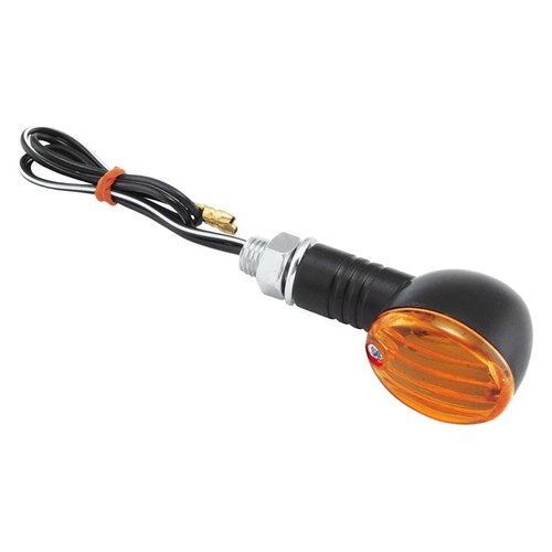 BikeMaster 266015 Mini-Stalk Black Turn Signal w Amber Lenses