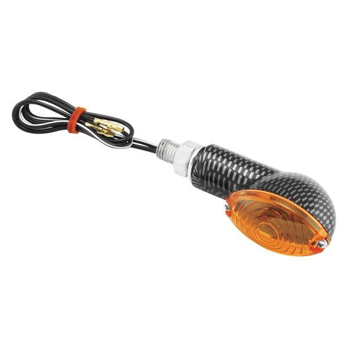 BikeMaster 266018 Mini-Stalk Carbon Turn Signal w Amber Lenses