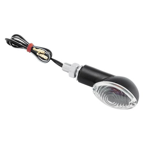 BikeMaster 266017 Mini-Stalk Black Turn Signal w Clear Lenses