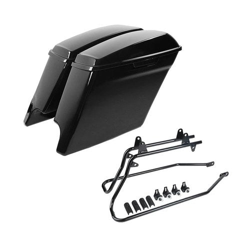 5" Stretched Hard Saddlebag W/ Black Conversion Kit Fit For Harley Softail 84-17