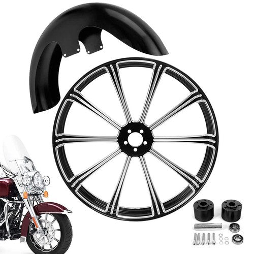 23x3.5" Front Wheel Rim Dual Disc Hub & Fender Fit For Harley Road Glide 1997-13