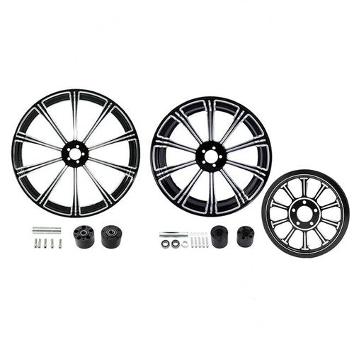 26" Front & 18" Rear Wheel Rim Hub Belt Pulley Fit For Harley Road Glide 97-08