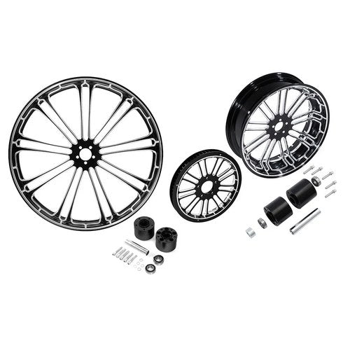 26" Front 18''Rear Wheel Rim Dual Hub & Belt Pulley Fit For Harley Touring 97-08