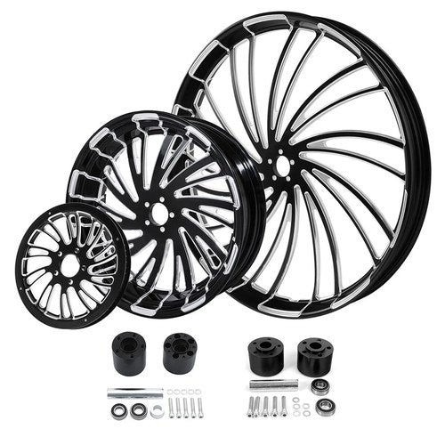 30'' Front + 18'' Rear Wheel Rim Hub Belt Pulley Fit For Harley Touring 97-08