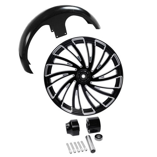 26'' Front Wheel Rim Hub Single Disc + Fender Fit For Harley Touring 1997-2013