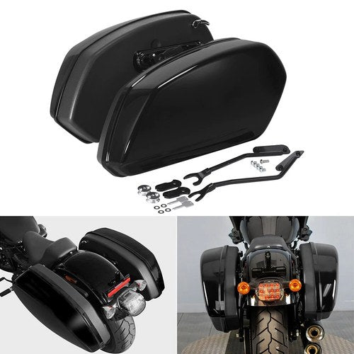 Vivid Black Saddle Bag Saddlebags Fit For Harley Softail Fat Boy Fxbrs 2018-2024
