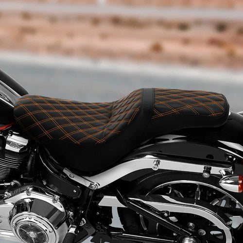 Two Up Driver Passenger Seat Fit For Harley Softail Low Rider 18-23 Black+Orange