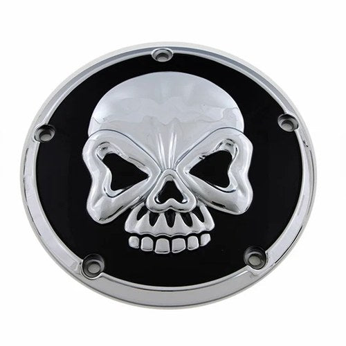 Skull Design 5 Hole Derby Cover Chrome for Harley-Davidson