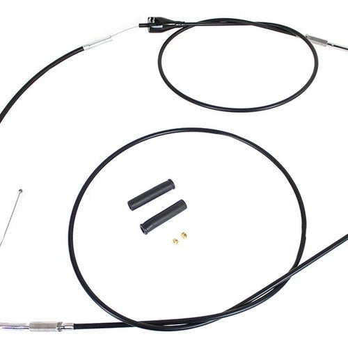 Stainless Steel Throttle and Idle Cable Set Black Coat +8 in for Harley-Davidson