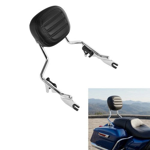 Backrest Chrome Sissy Bar Fit For Harley Touring Street Glide Road King 2009-25