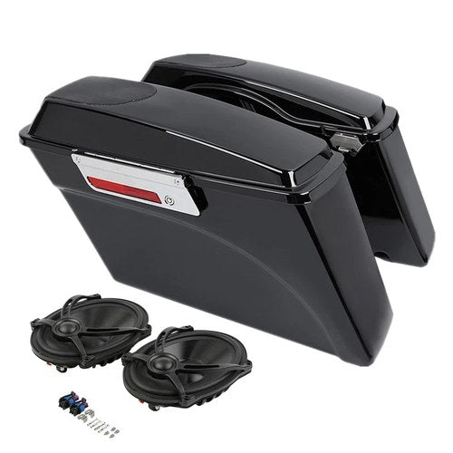 Vivid Black Hard Saddlebags w/ 5x7" Speakers Fit For Harley Touring 1994-2013