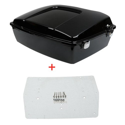 Black Chopped Trunk w/ Base Plate Fit For Harley Road Street Glide 1997-2013