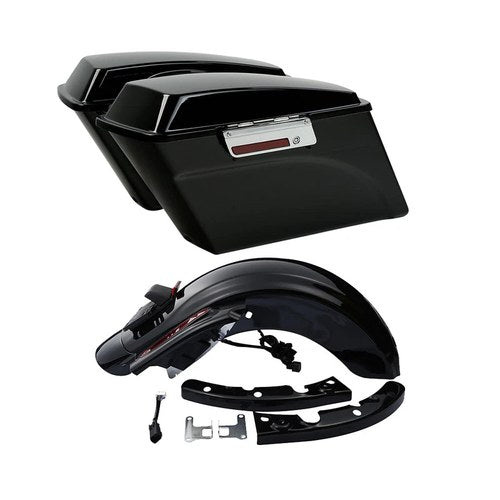 Hard Saddlebags + Rear Fender LED System Fit For Harley Cvo Style Touring 09-13