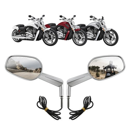 1X Pair Rear View Mirrors W/ LED Turn Signal Fit For Harley V-ROD Muscle Vrscf