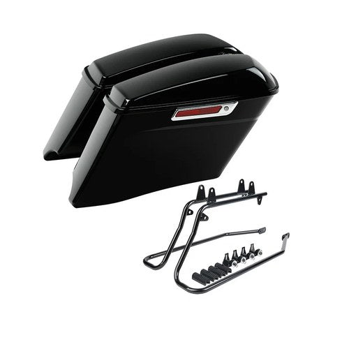 4" Stretched Saddlebags w/ Black Conversion Bracket Fit For Harley Softail 84-17