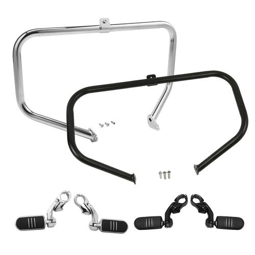 Chrome/Black Engine Guard Crash Bar/Footpeg Fit For Harley Touring 1997-2008 07