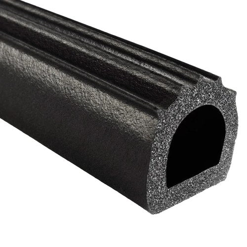 Fairchild RS1019-50 Epdm Black Sponge Rubber D-Seal w Psa Tape & Ribs