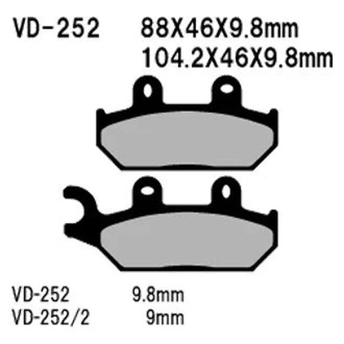For Yamaha XT600 1995 Vesrah VD-252 Rear Organic Semi-Metallic Brake Pads