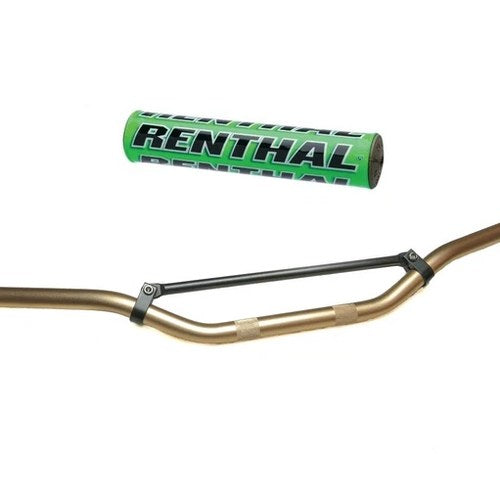 Motocross 7/8" 22mm MX Handlebar Bronze Aluminium Braced & Green Renthal Bar Pad
