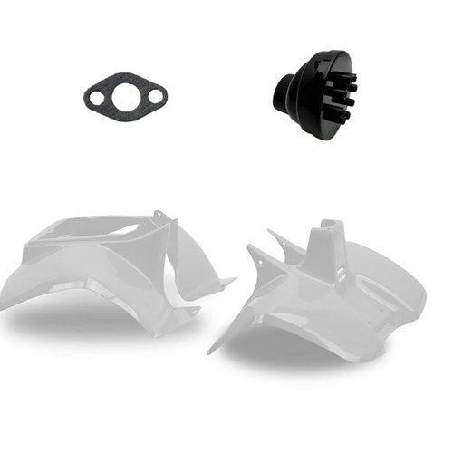 Front & Rear White Plastics Set, Air Filter Box, Exhaust Gasket For Suzuki LT50