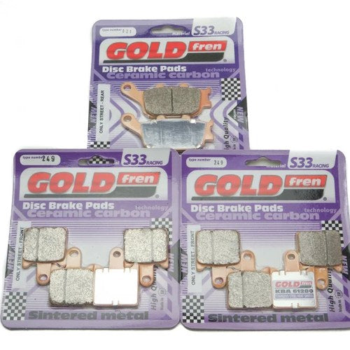 Goldfren S33 Brake Pads Front & Rear For Kawasaki Z 1000 ABS ZR 1000 2007-2009