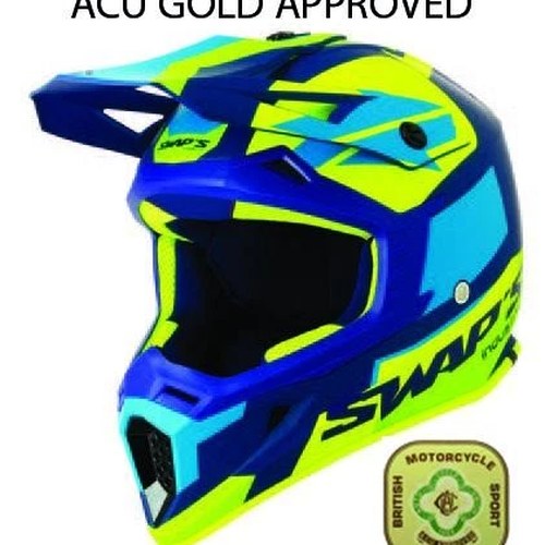 Swap'S MX Helmet XL 62 BLUE/YELLOW, Acu Gold Approved