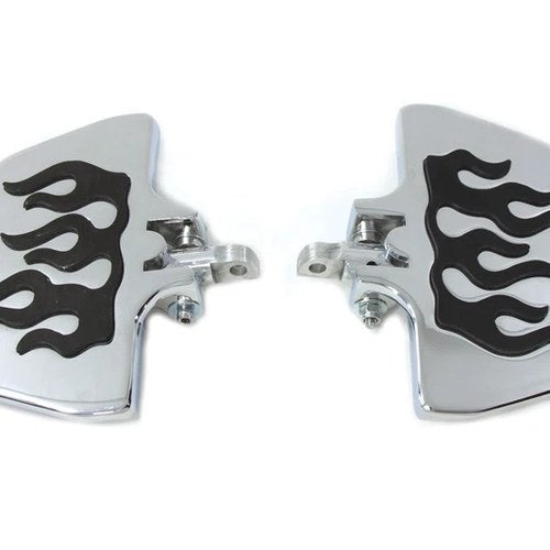 Passenger Mini Footboard Set with Flame Design for Harley-Davidson