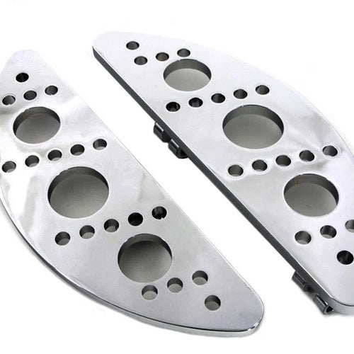 Driver Chrome Drilled Half Moon Footboard Set for Harley-Davidson