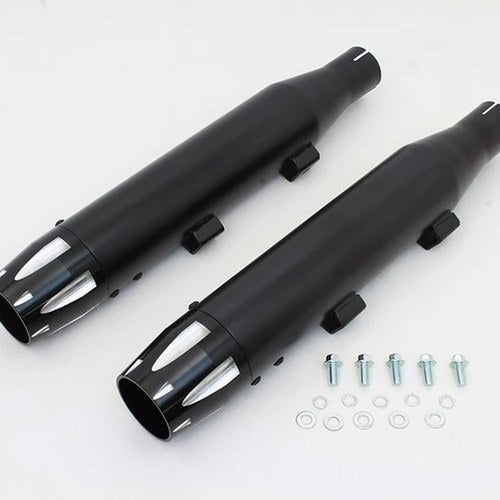 Black Highlighted Revolver Tip Muffler Set for Harley-Davidson
