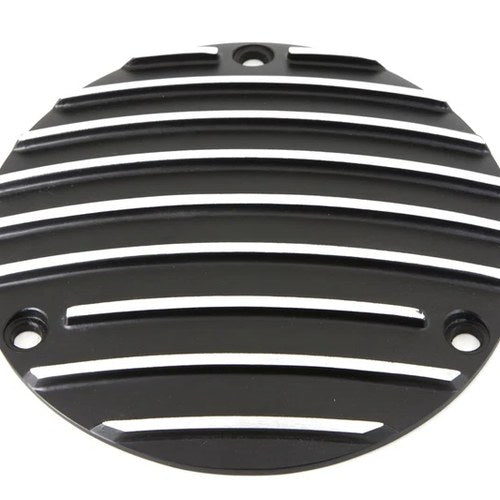 Finned Derby Cover Black for Harley-Davidson