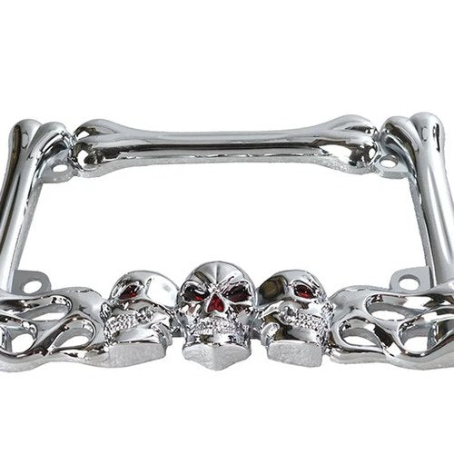 License Plate Frame Skull Style Chrome for Harley-Davidson