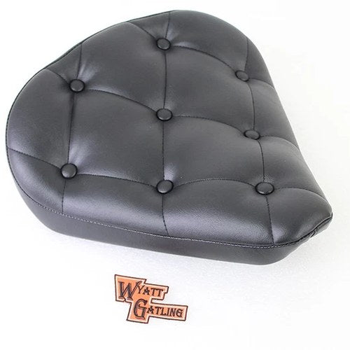 Black Vinyl Solo Seat with Buttons for Harley-Davidson