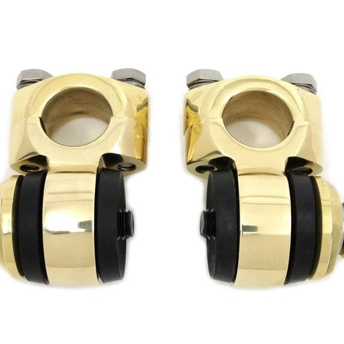 Polished Brass Flanders Riser Tops for Harley-Davidson