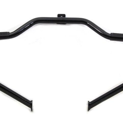 Black Front Engine Bar with Footpeg Pads for Harley-Davidson