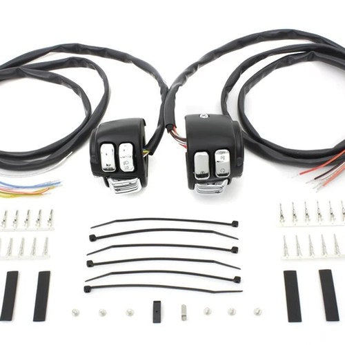 Handlebar Control Switch Housing Kit Black for Harley-Davidson