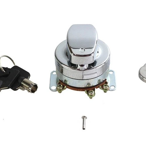 Hinge Ignition Switch 6 Terminal Chrome for Harley-Davidson