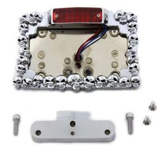 Chrome Tail Lamp and License Plate Holder Skull Style for Harley-Davidson