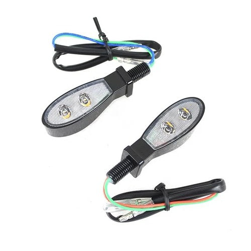 Black Teardrop Shaped LED Turn Signal Set with Clear Lens for Harley-Davidson