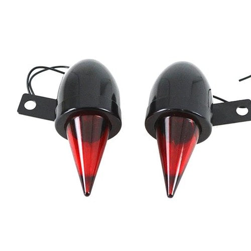Torpedo Bullet Lamp Set Black with Brackets for Harley-Davidson