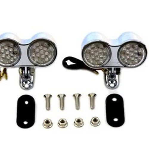 Chrome Oval Tail Lamp Assembly Red and Amber LED for Harley-Davidson
