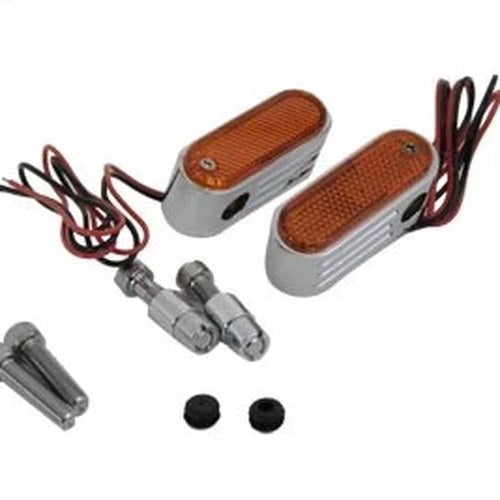 Chrome Marker Lamp Set with Amber Lens for Harley-Davidson